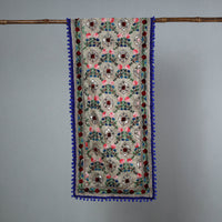 Blue - Ranihati Chanderi Silk Phulkari Embroidered Stole 116