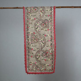 Pink Ranihati Chanderi Silk Embroidered Stole