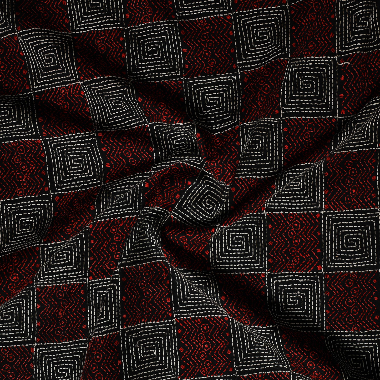 Bengal Kantha Hand Embroidered Cotton Blouse Piece 35