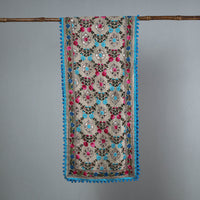 Blue - Ranihati Chanderi Silk Phulkari Embroidered Stole 110