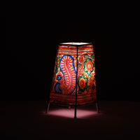 Handpainted Tholu Bommalata Leather Table Lamp (Medium) 121