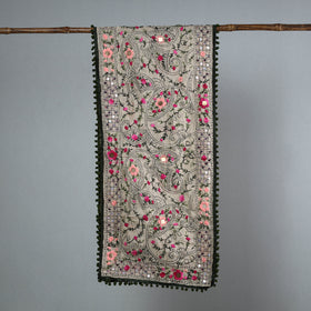 Green Ranihati Chanderi Silk Embroidered Stole