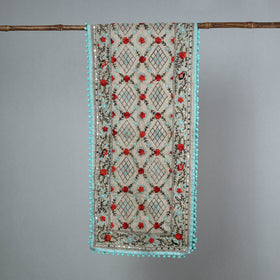 Blue Ranihati Chanderi Silk Embroidered Stole