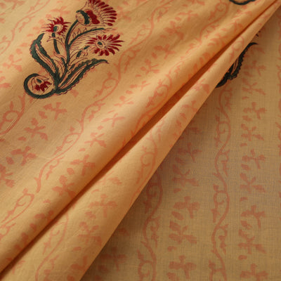 Hand Block Sanganeri Pure Cotton Floral Print Fabric 04