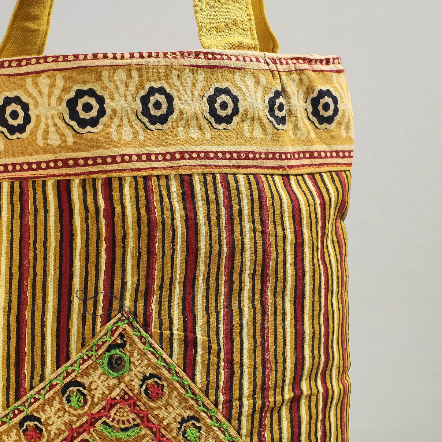 Yellow - Marudhara Printed Patchwork Shoulder Bag with Charm