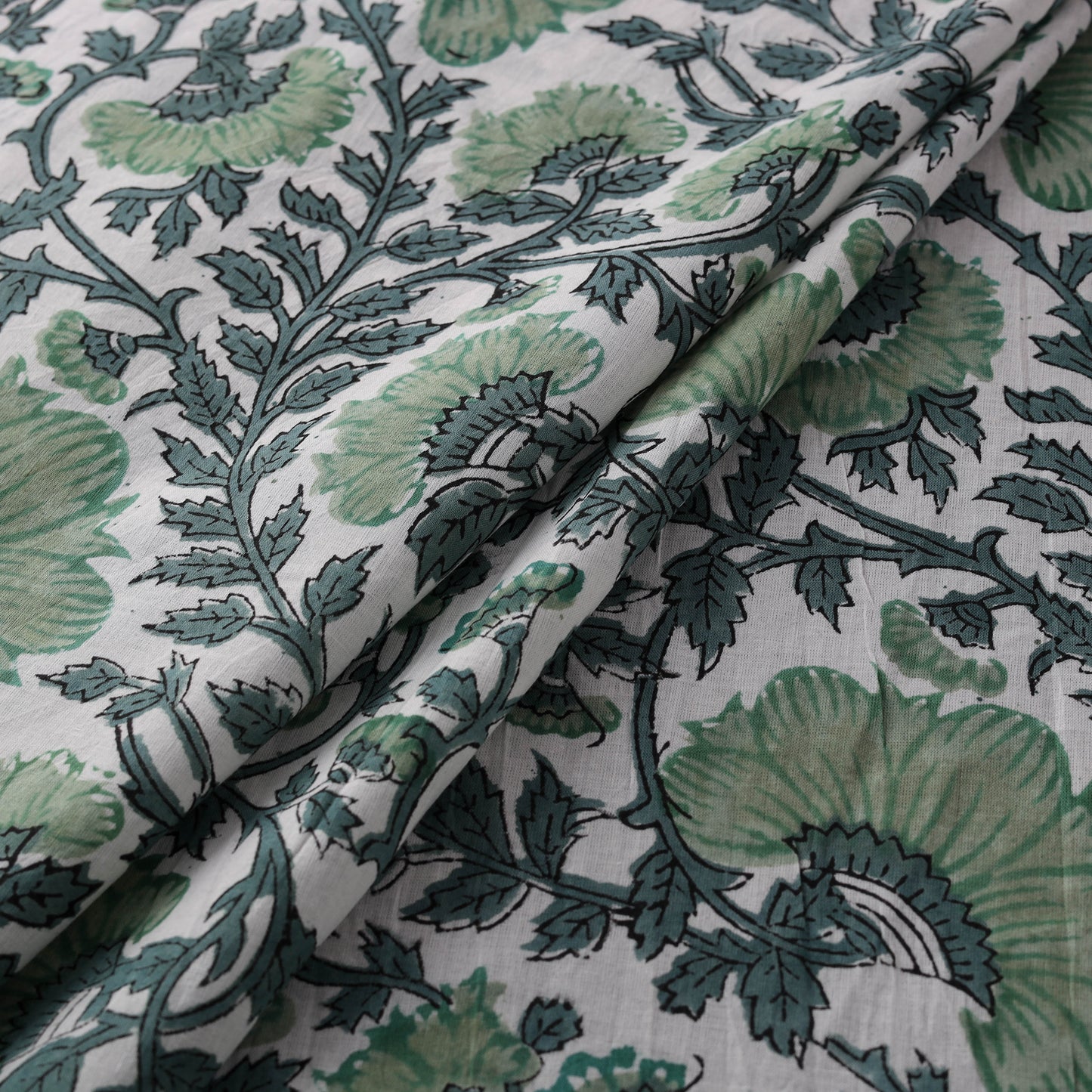 Hand Block Sanganeri Pure Cotton Floral Print Fabric 03