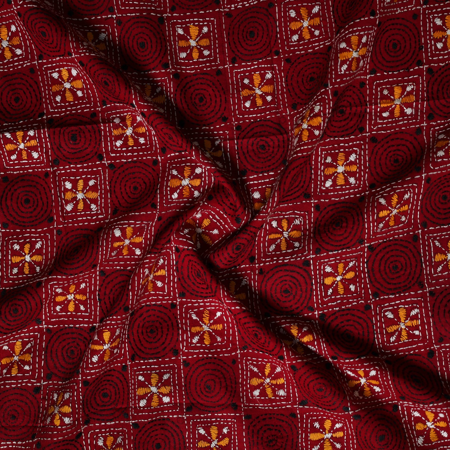Bengal Kantha Hand Embroidered Cotton Blouse Piece 28