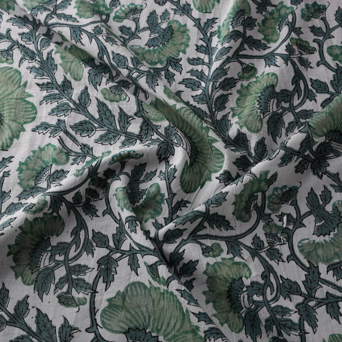 Hand Block Sanganeri Pure Cotton Floral Print Fabric 03