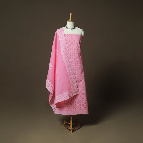 Barmer Applique Cutwork Cotton 3pc Unstitched Dress Material Suit Set 16