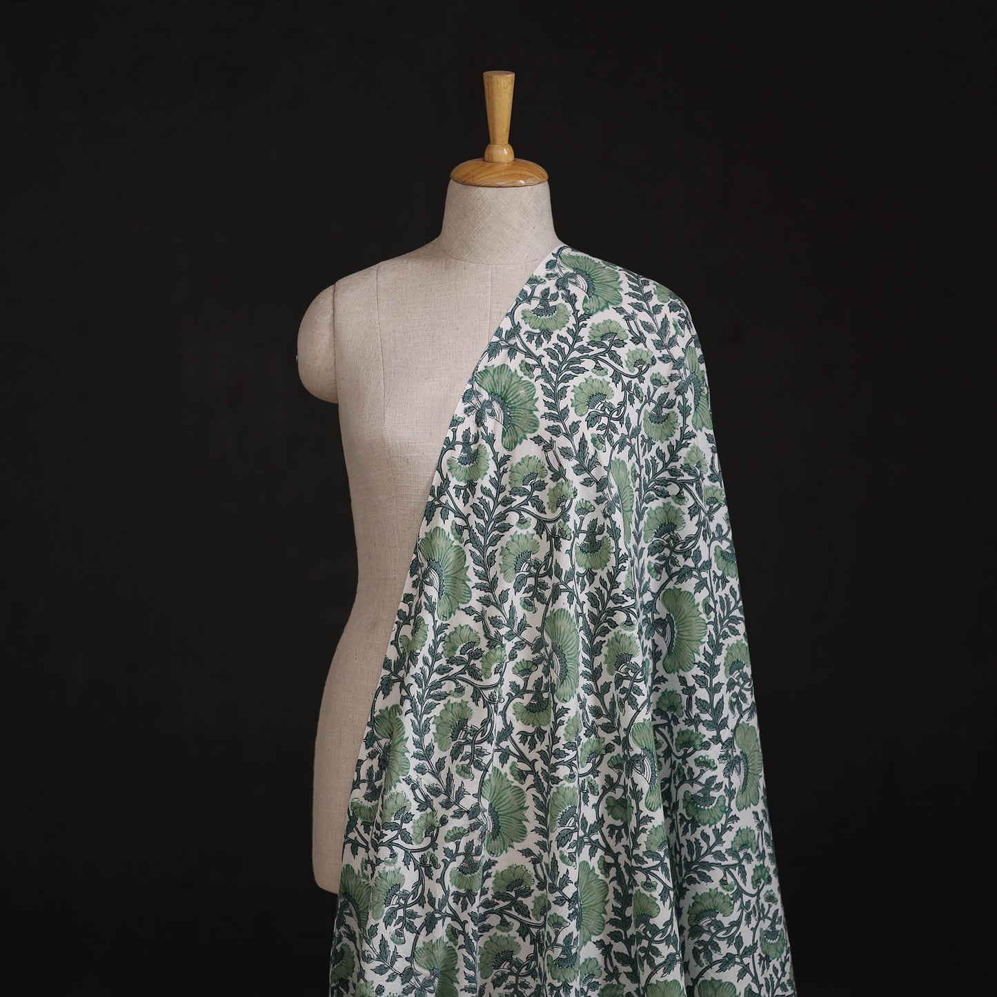 Hand Block Sanganeri Pure Cotton Floral Print Fabric 03