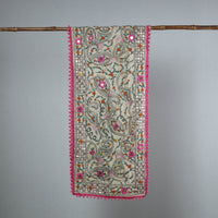 Pink - Ranihati Chanderi Silk Phulkari Embroidered Stole 83