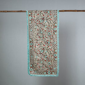 Blue Ranihati Chanderi Silk Embroidered Stole