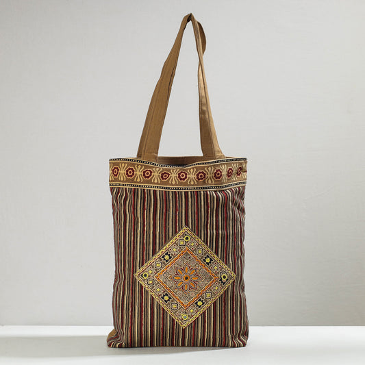 Brown - Marudhara Printed Patchwork Shoulder Bag with Charm
