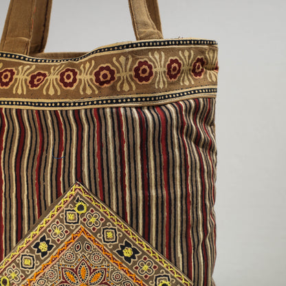 Brown - Marudhara Printed Patchwork Shoulder Bag with Charm