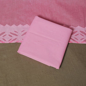 Pink - Barmer Applique Cutwork Cotton 3pc Unstitched Dress Material Suit Set 17