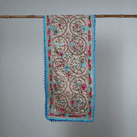 Blue - Ranihati Chanderi Silk Phulkari Embroidered Stole 72