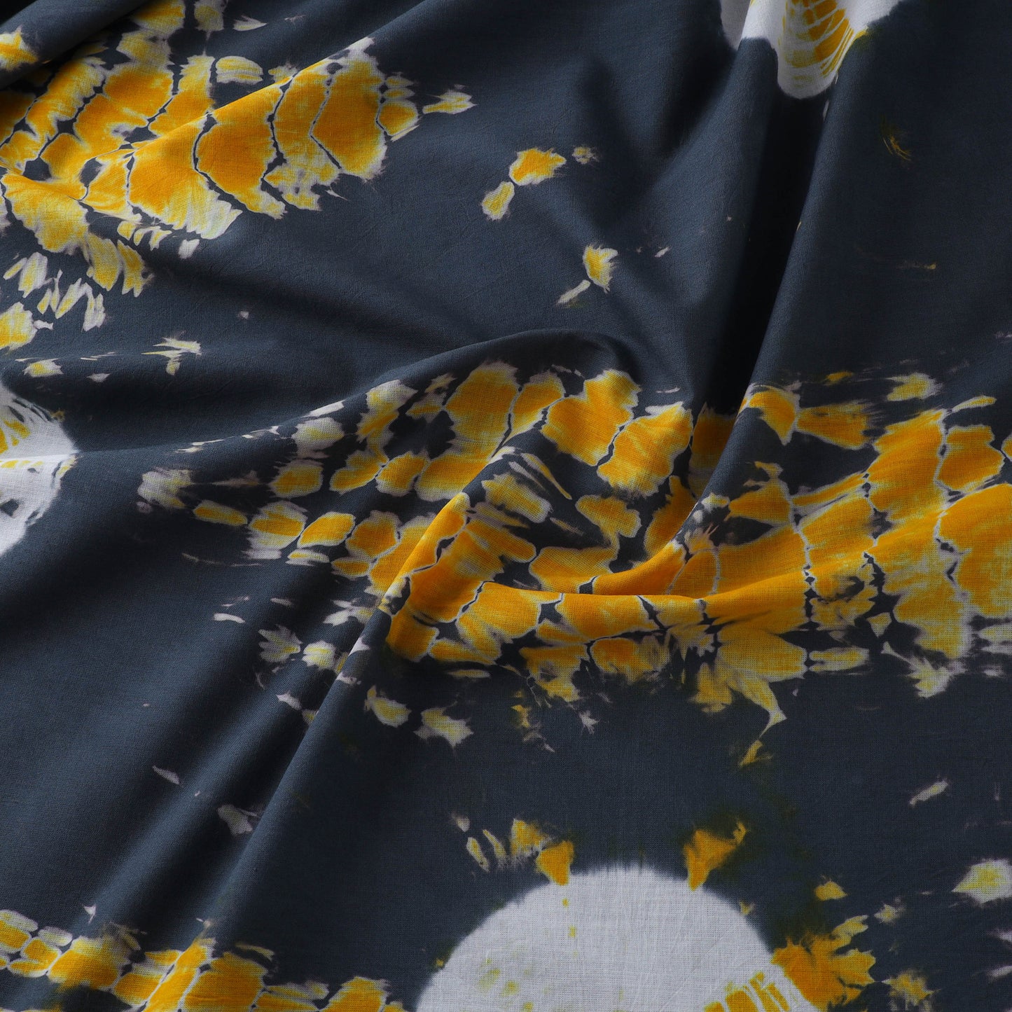 Grey Tie-Dye Cotton Shibori Fabric 