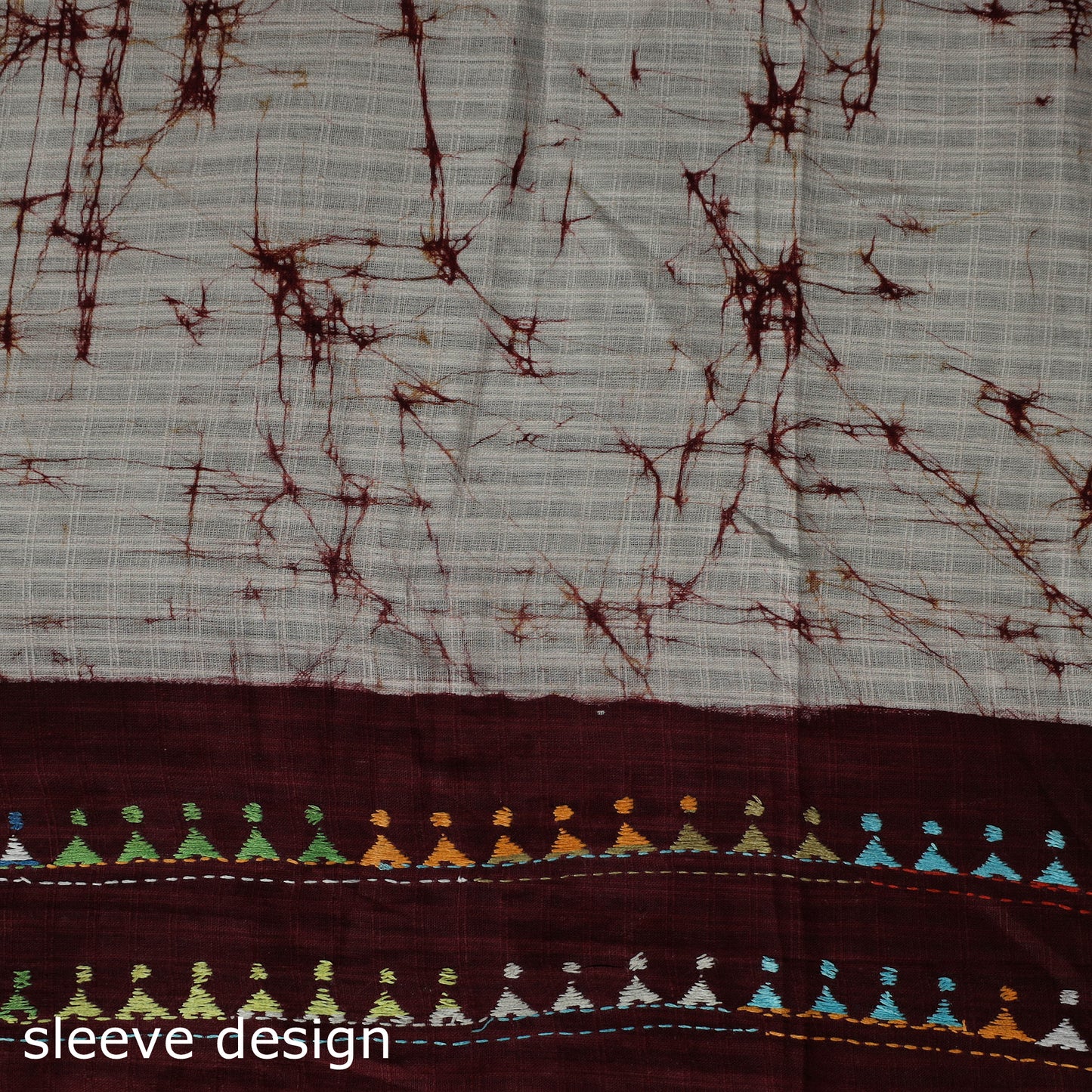 Bengal Kantha Work Cotton Unstitched Batik Print Kurta Material (2.5m) 07