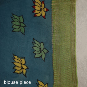 Srikalahasti Handpainted Natural Dyed Bangalore Silk Zari Border Pen Kalamkari Saree 13