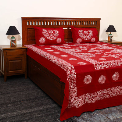 Cotton Double Hand Batik Print Bed Sheet Set 36