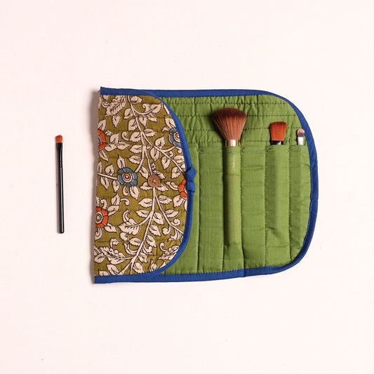 Green - Handcrafted Multipurpose Segmented Make-up Brush Wrap Pouch/Case 07