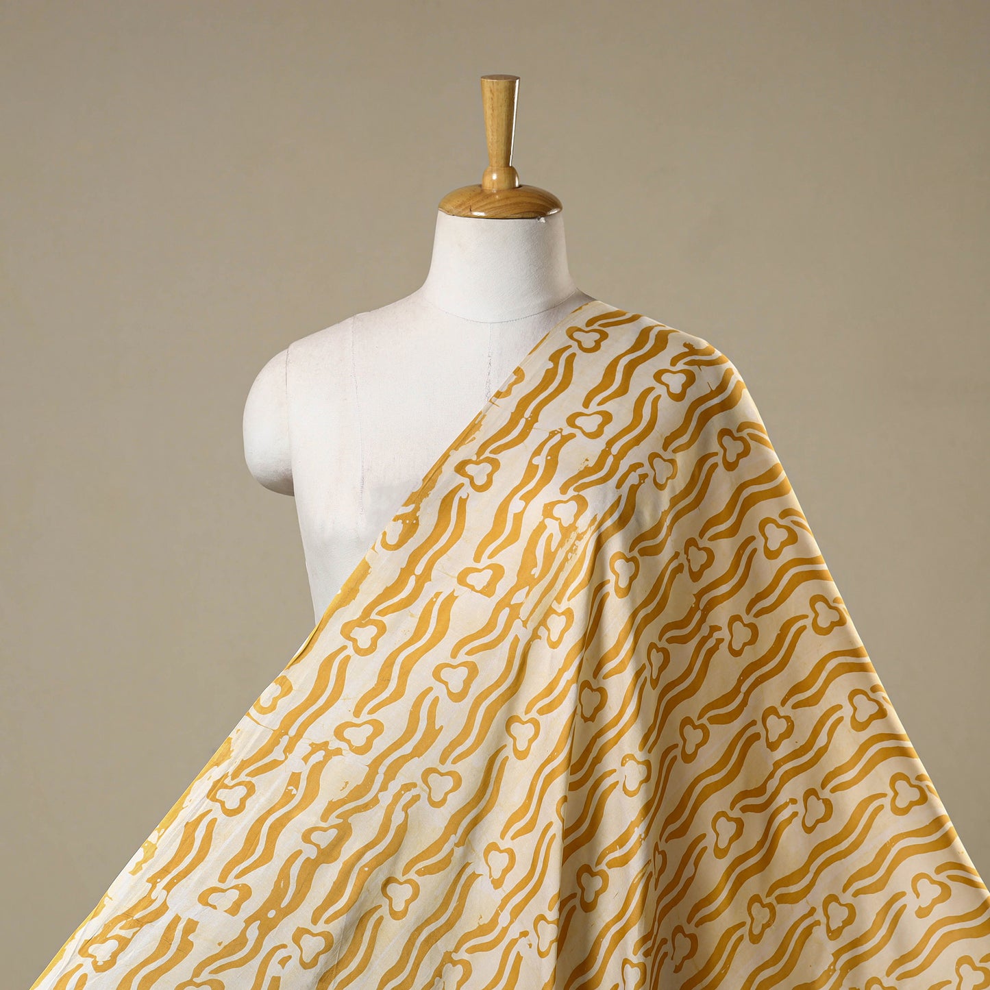 Yellow - kutch batik modal silk fabric 30 - handcrafted
