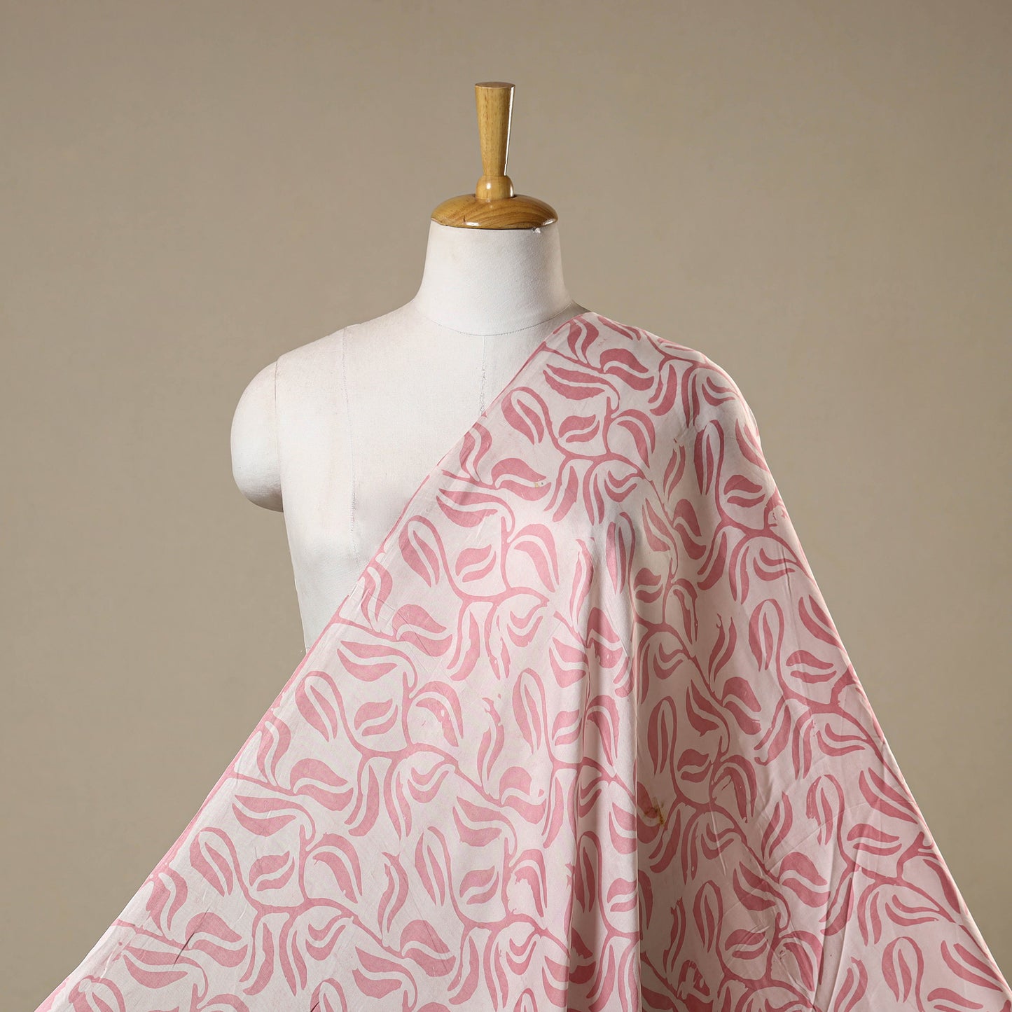 Pink - kutch batik modal silk fabric 02 - handcrafted