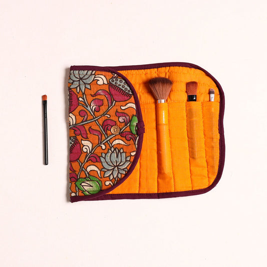 Orange - Handcrafted Multipurpose Segmented Make-up Brush Wrap Pouch/Case 08