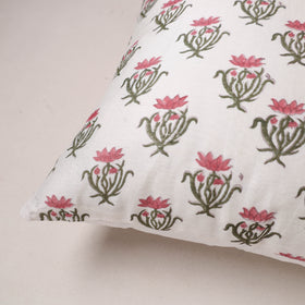 Sanganeri Floral Print Chanderi Silk Cushion Cover (16 x 16 in) 265