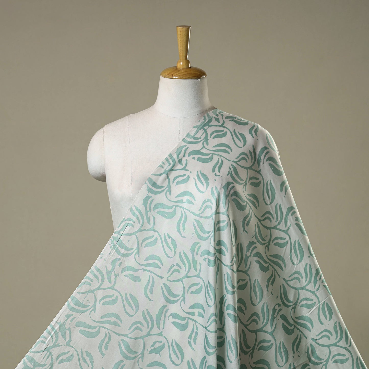 Green - kutch batik modal silk fabric 04 - handcrafted