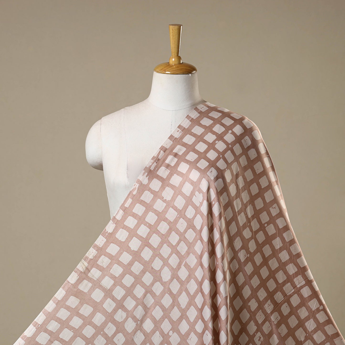 Brown - kutch batik modal silk fabric 05 - handcrafted