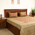 Buy Kalamkari Block Printed Patchwork Cotton Double Bed Cover With Pillow Covers Online at iTokri.com