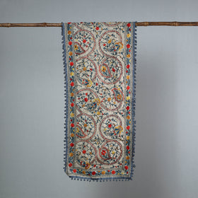 Grey Ranihati Chanderi Silk Embroidered Stole