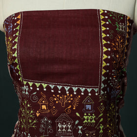 Bengal Kantha Work Cotton Unstitched Batik Print Kurta Material (2.5m) 11