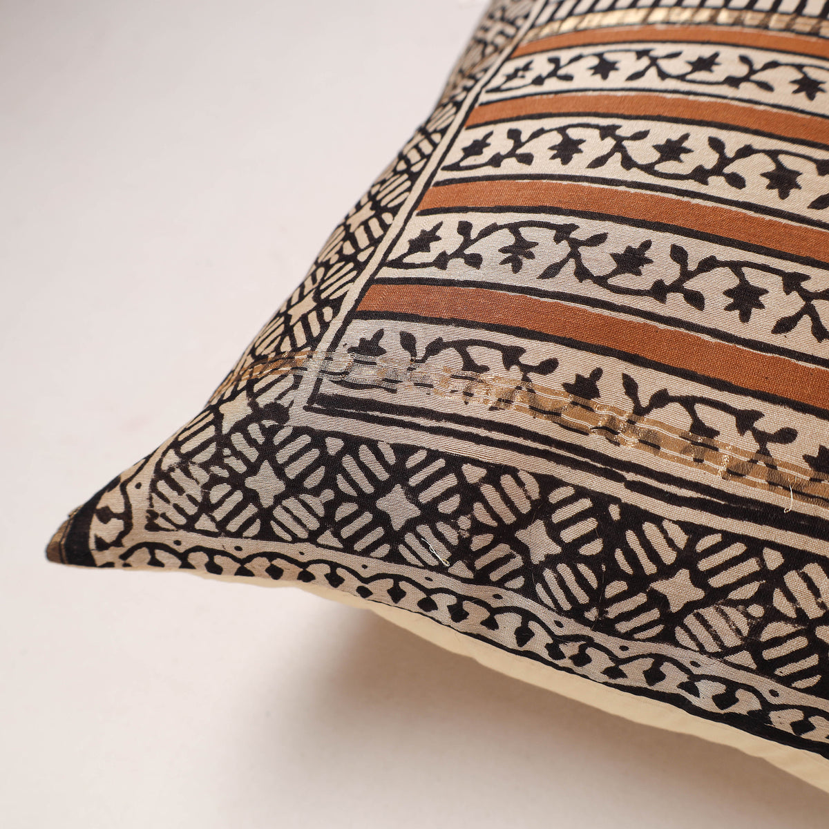 Bagru Print Chanderi Silk Cushion Cover (16 x 16 in) 268