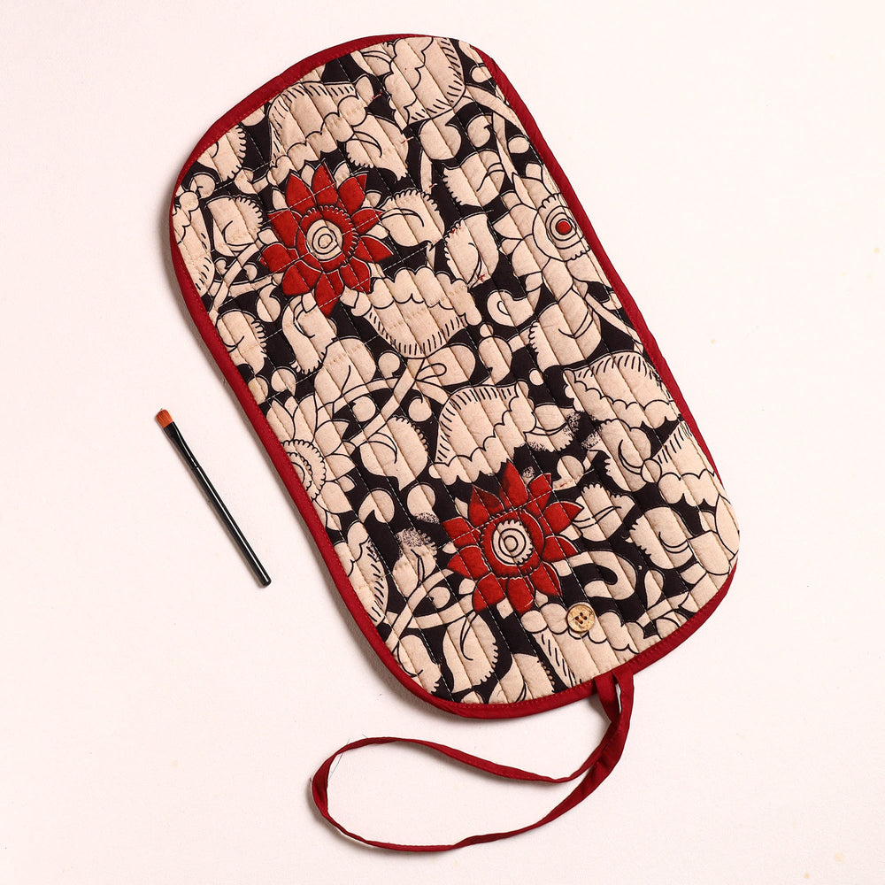 Multicolor - Handcrafted Multipurpose Segmented Make-up Brush Wrap Pouch/Case 11