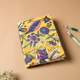 Yellow - sanganeri fabric cover handmade paper notebook (7