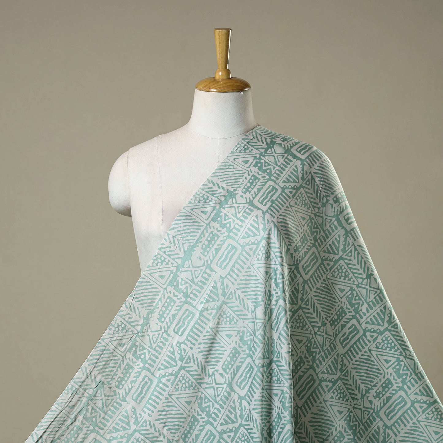 Green - kutch batik modal silk fabric 07 - handcrafted