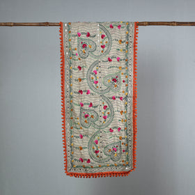 Orange Ranihati Chanderi Silk Embroidered Stole
