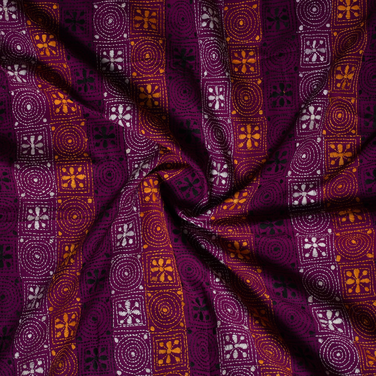 Bengal Kantha Hand Embroidered Cotton Blouse Piece 01