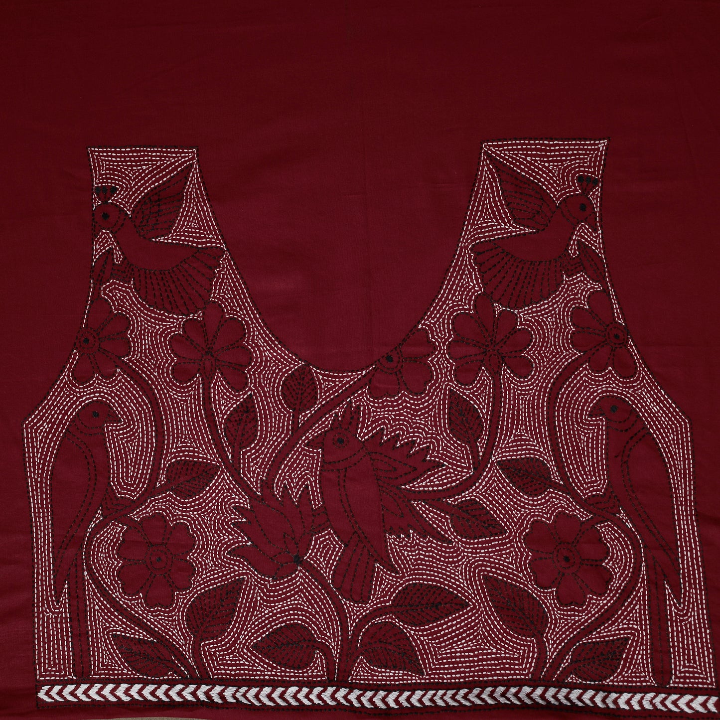Bengal Kantha Hand Embroidered Cotton Blouse Piece 67