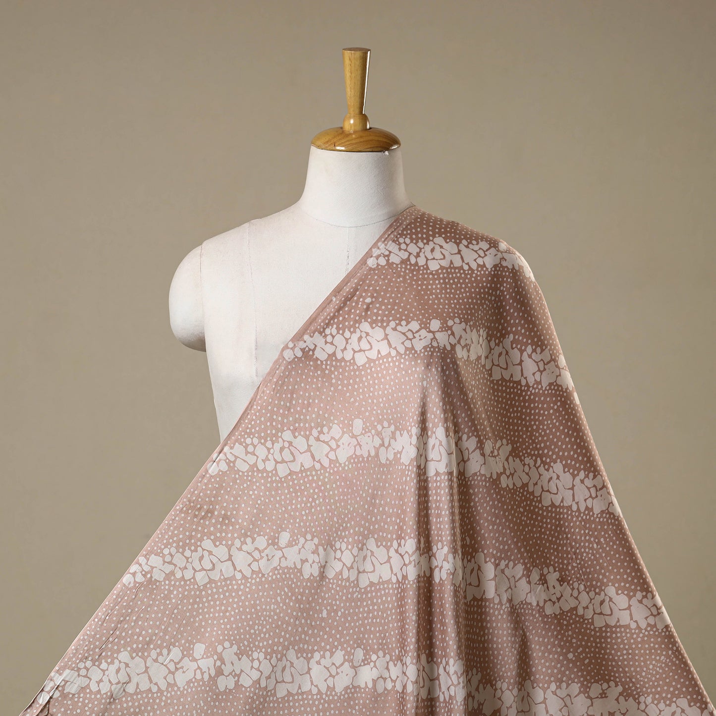 Brown - kutch batik modal silk fabric 10 - handcrafted