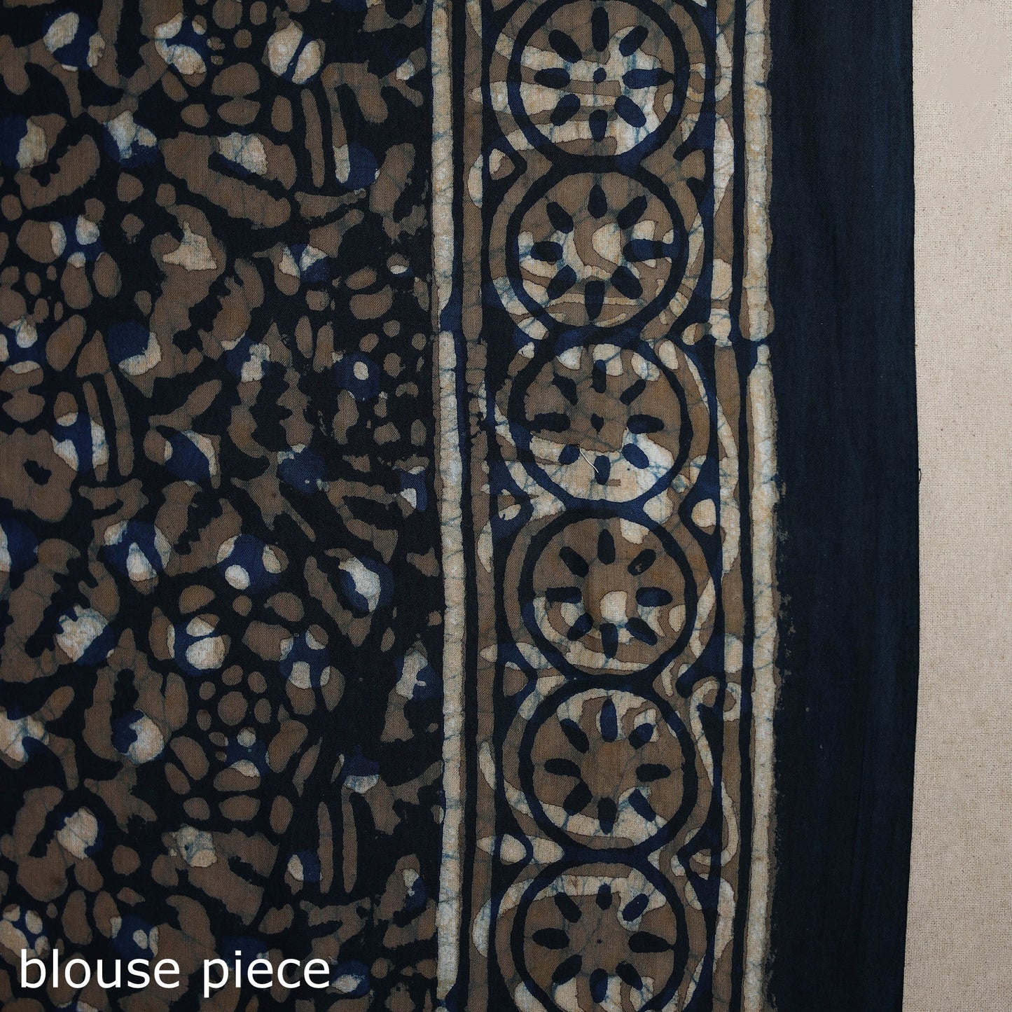 Blue - Natural Dyed Block Print Cotton Pipad Saree 01