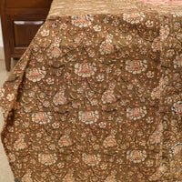 Brown - Kalamkari Block Printed Patchwork Cotton Double Bed Cover With Pillow Covers (108 x 90 in)