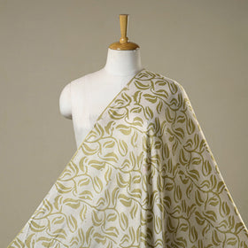 Green - kutch batik modal silk fabric 12 - handcrafted