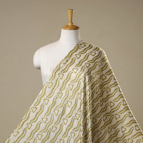 Green - kutch batik modal silk fabric 14 - handcrafted