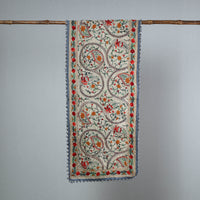 Grey - Ranihati Chanderi Silk Phulkari Embroidered Stole 21