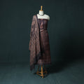 Brown - 2pc Ajrakh Hand Block Print Handloom Tussar Silk Natural Dyed Unstitched Dress Material Kurta Set 07