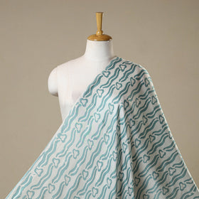 Blue - kutch batik modal silk fabric 17 - handcrafted