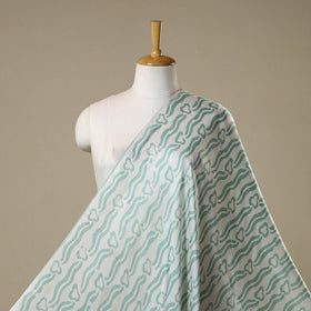 Green - kutch batik modal silk fabric 19 - handcrafted